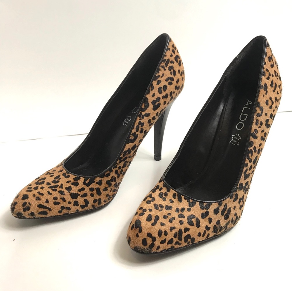 Leopard Aldo calf hair heels size 7.5